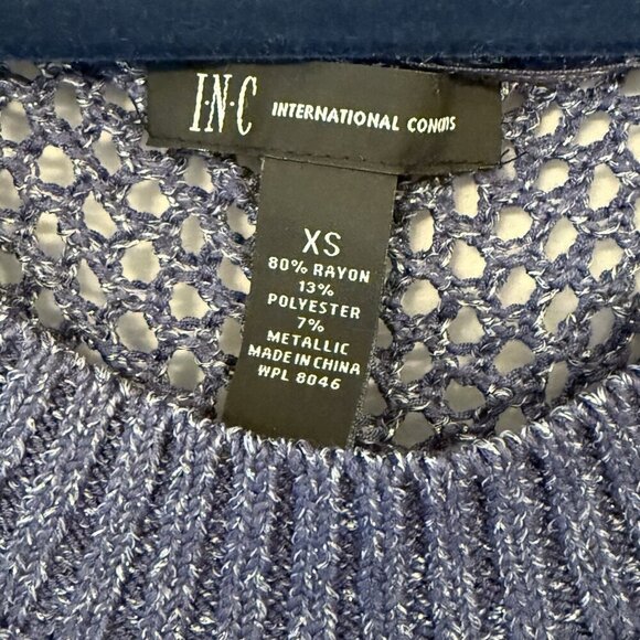 INC International Concepts Metalic Shimmer Size XS Women’s Open Knit Fishnet Top - Picture 2 of 10